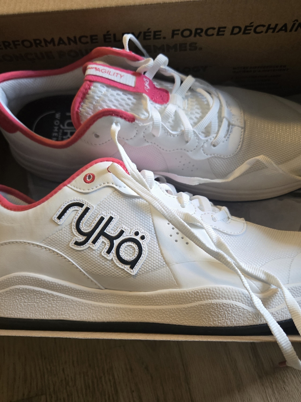 ryka Courtagility NEW IN BOX, Size 9.5 Womens, White With Pink Accents